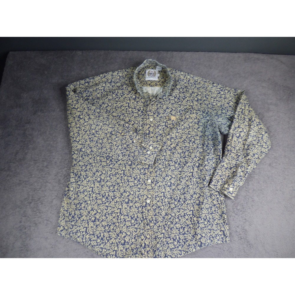 Cinch Mens Large Blue Floral Button Down Western Shirt Long Sleeve Cotton L